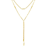 Hammered Bar Layered Choker Dangle Necklace 14K Yellow - The Diamond Shoppe