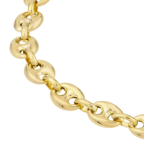 14K Gold Puff Mariner Chain Bracelet