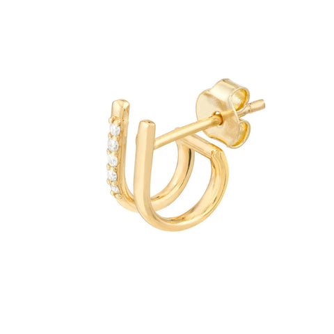 Diamond Open J Huggie Earrings