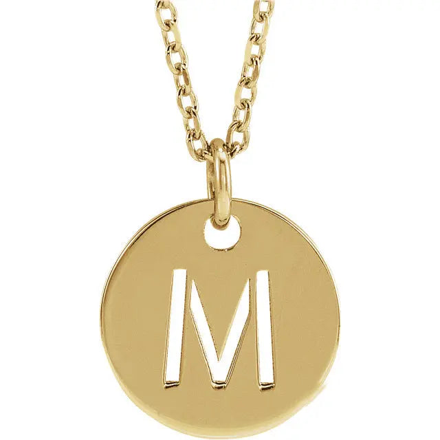 Stamped Cutout Initial Disc Necklace