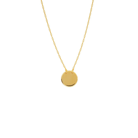 Yellow Gold Large Disc Necklace | The Silver Store