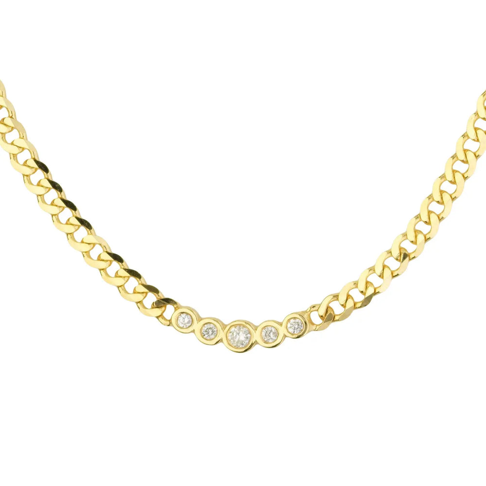 5 Diamond Chain Link Necklace