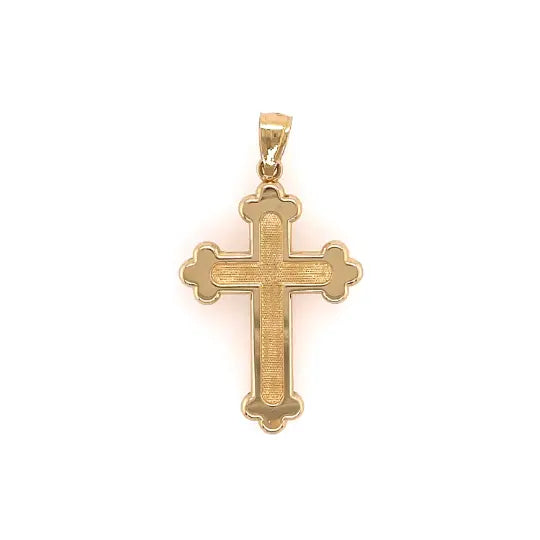 Budded Inlay Orthodox Cross 14K Yellow - The Diamond Shoppe