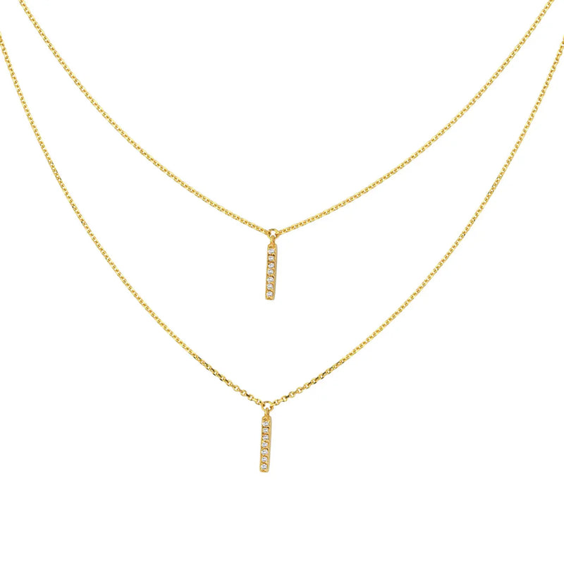 Layered Vertical Bar Diamond Necklace - The Diamond Shoppe