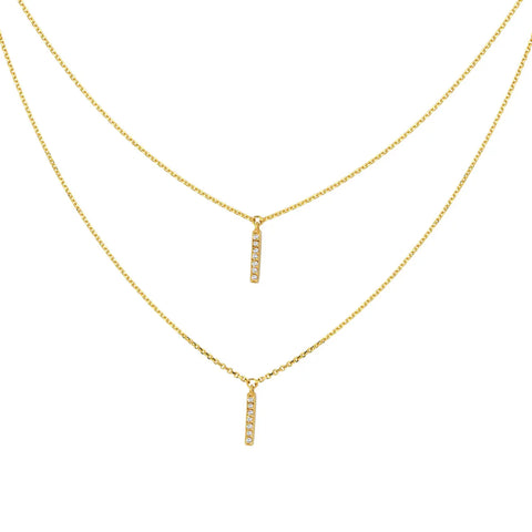 Layered Vertical Bar Diamond Necklace
