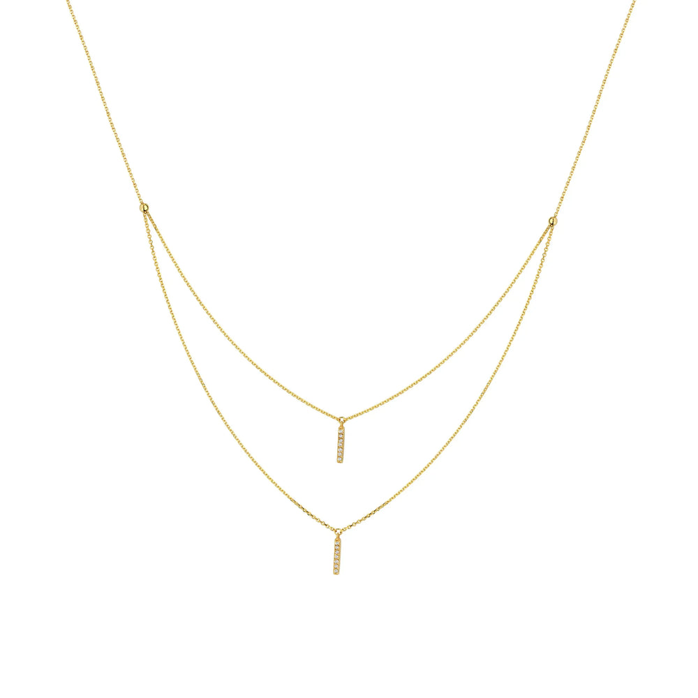 Layered Vertical Bar Diamond Necklace