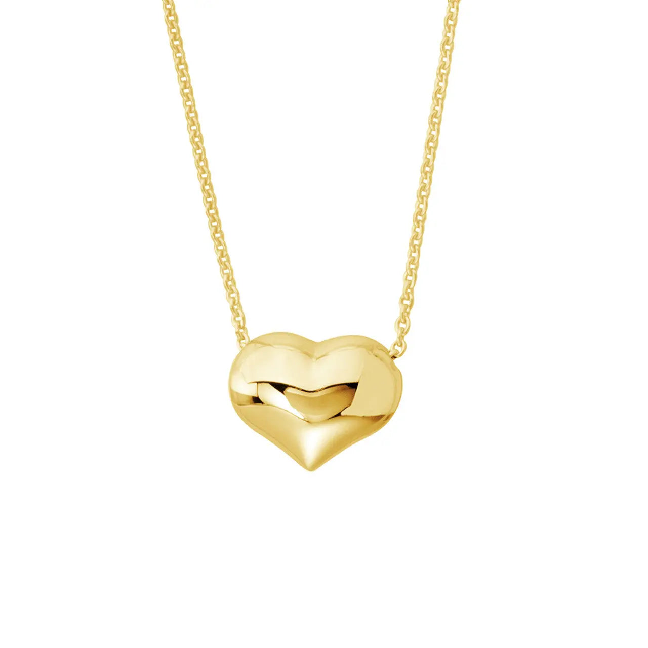 14k Solid Gold Puffed Heart Necklace for Women | Dainty Polished Heart  Pendant Necklace | Mini Heart Necklaces | Love Charm Jewelry | Yellow,  White Or