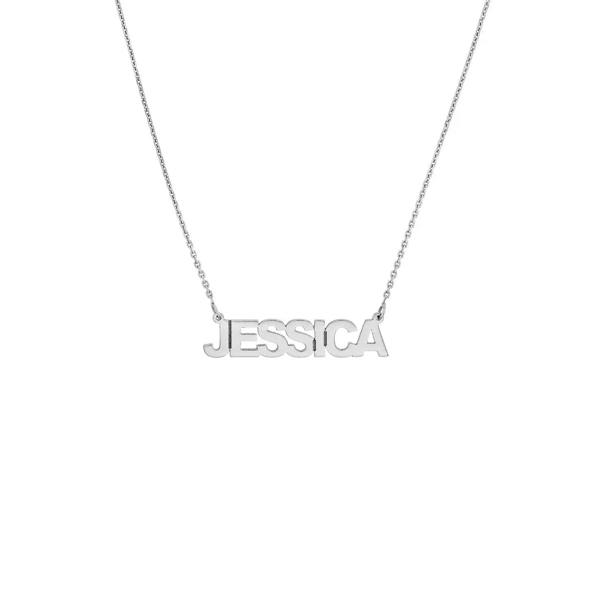 Small Block Nameplate Necklace - The Diamond Shoppe