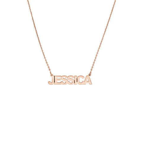 Small Block Nameplate Necklace
