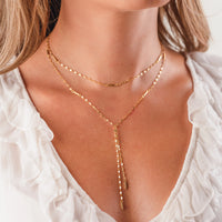 Hammered Bar Layered Choker Dangle Necklace 14K Yellow - The Diamond Shoppe