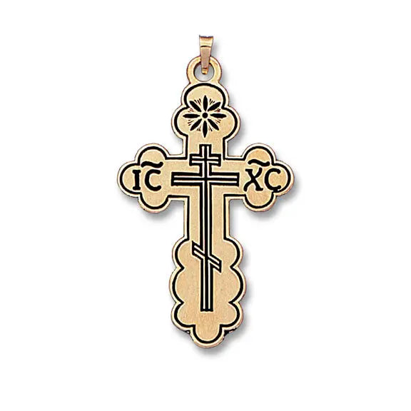 Antiqued Orthodox Cross 14K Yellow - Solid