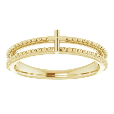 Milgrain Mini Cross Ring