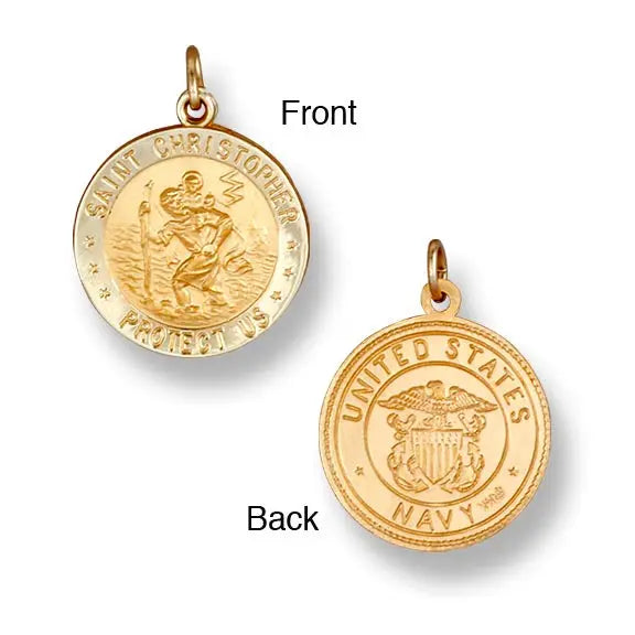 St. Christopher Navy 14K Yellow - Solid - The Diamond Shoppe