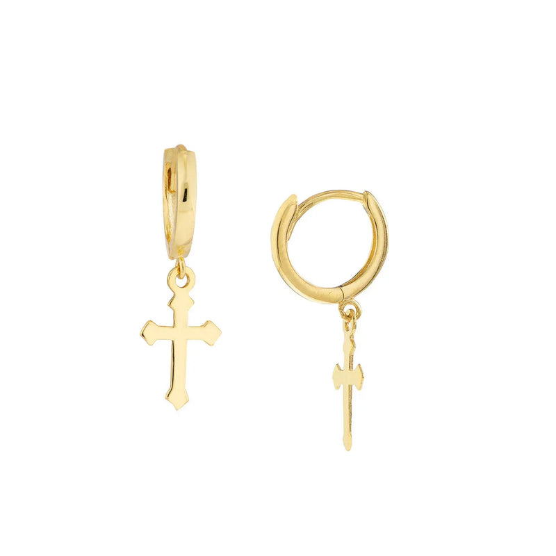 14k Gold Cross Dangle Earrings - The Diamond Shoppe