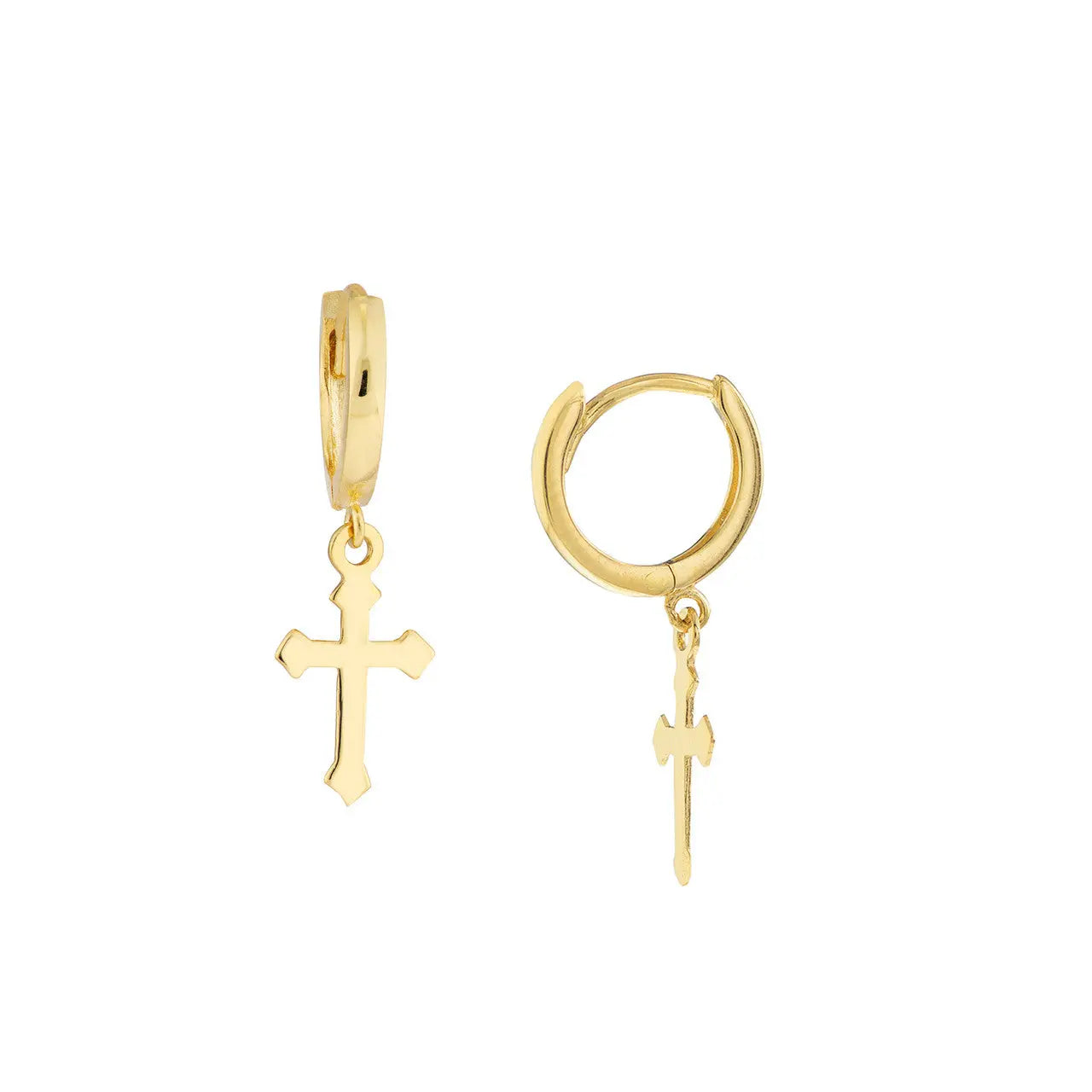 14k Gold Cross Dangle Earrings