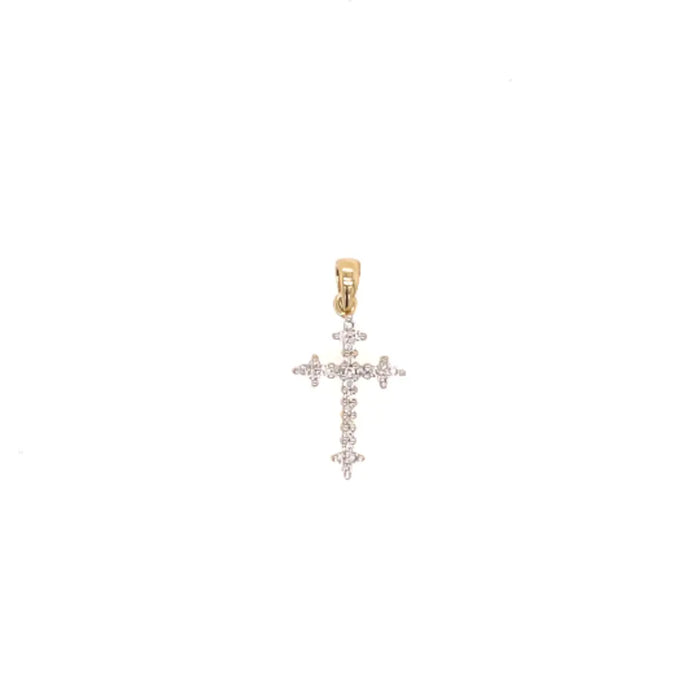 Small Diamond Cross 14K Yellow - The Diamond Shoppe