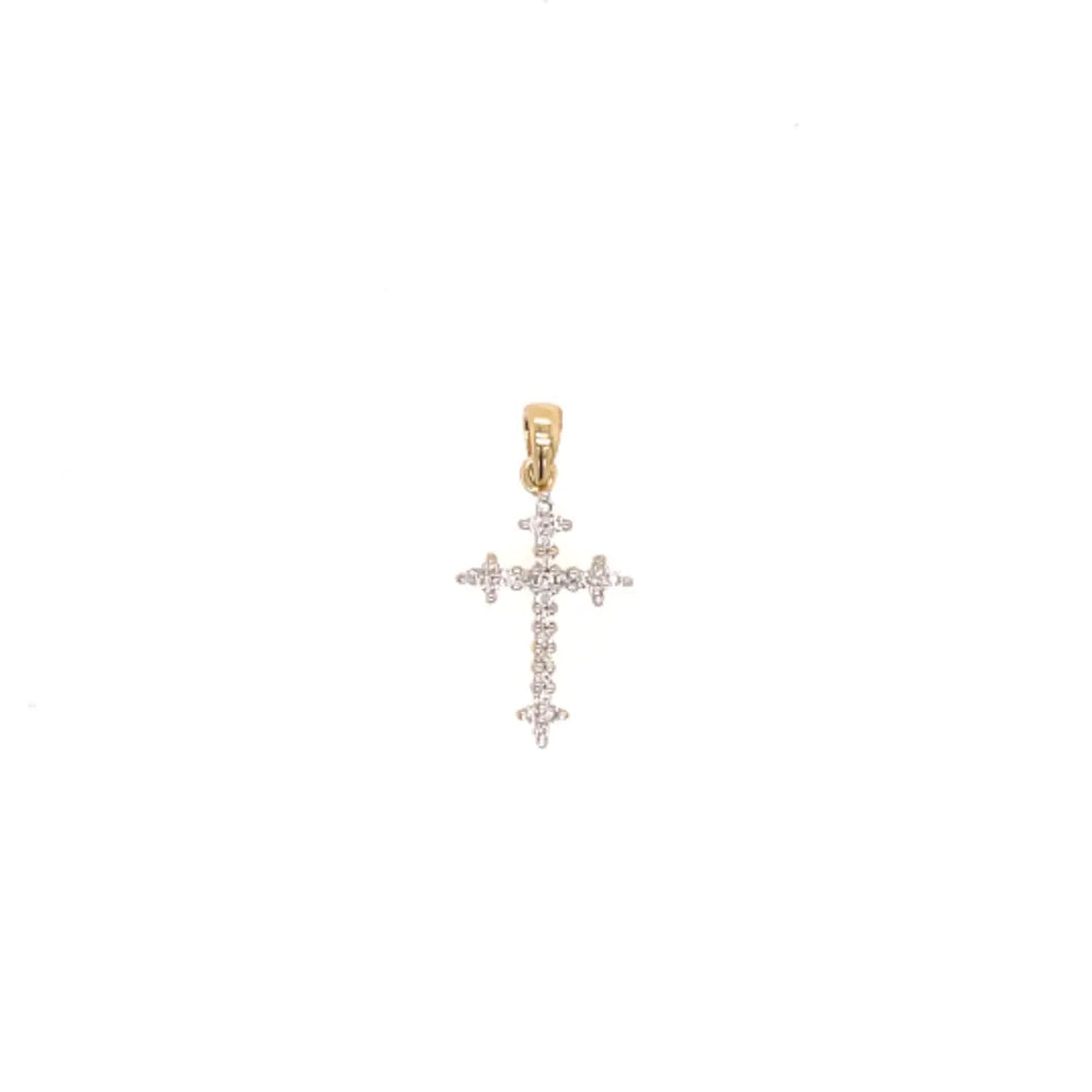 Small Diamond Cross 14K Yellow